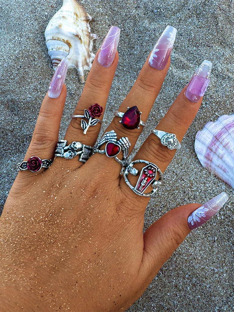 Scarlet Darkness Women's Halloween Vampire Ring Set 4