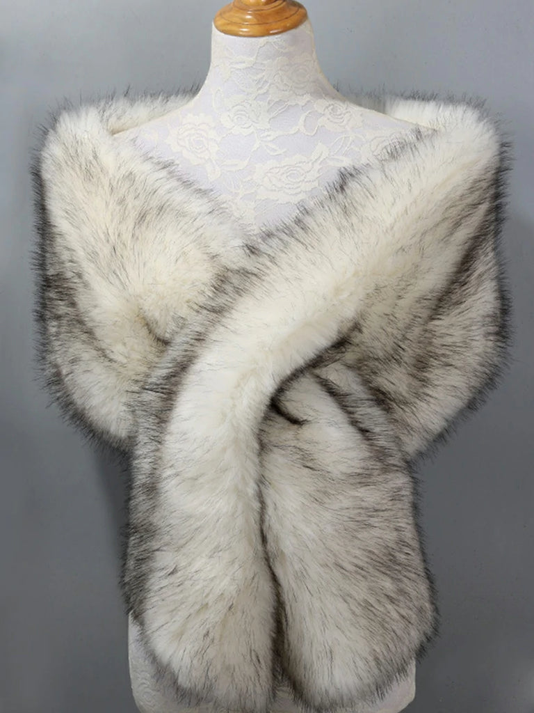 Scarlet Darkness Winter Soft Faux Fur Thick Shawl/Coats for Women 5 165CM*30CM