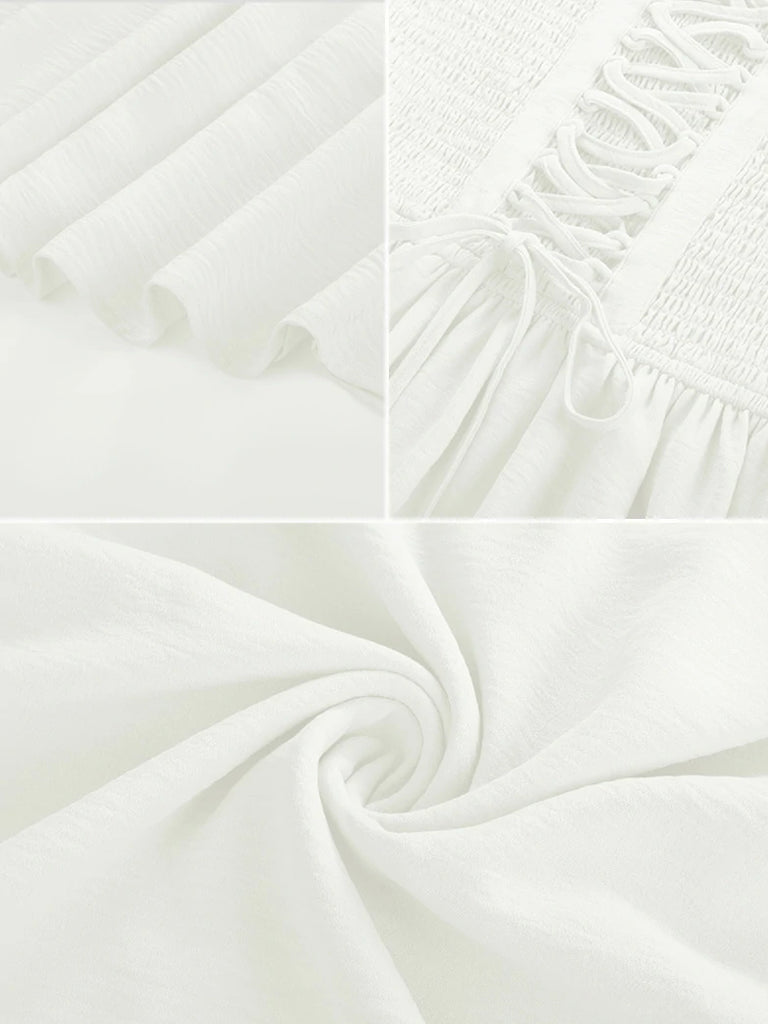 Scarlet Darkness Renaissance Elastic Waist Cross Straps Pockets Dress