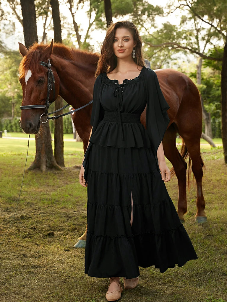 Scarlet Darkness Renaissance Flowing Off-Shoulder Witch Tops