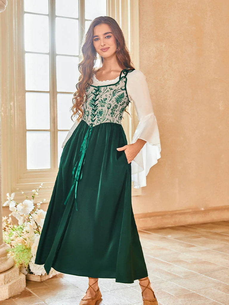 Scarlet Darkness Whimsical Fantasy Jacquard Fairy 2pcs Set Dress