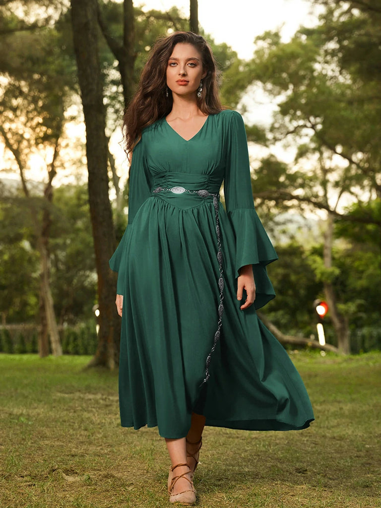 Scarlet Darkness Renaissance Fairy Elastic Waist Maxi Dress with Pockets