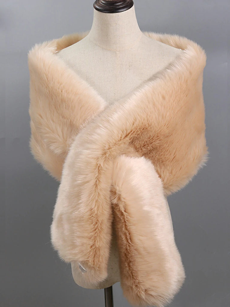 Scarlet Darkness Winter Soft Faux Fur Thick Shawl/Coats for Women 9 165CM*30CM