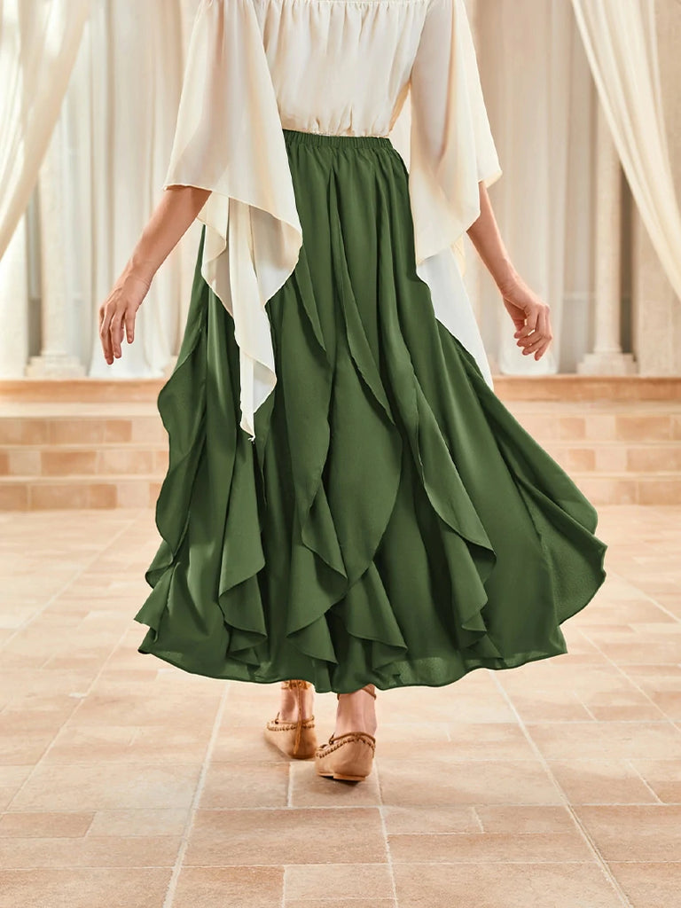 Scarlet Darkness Renaissance Ruffle Swing Skirt with Pockets