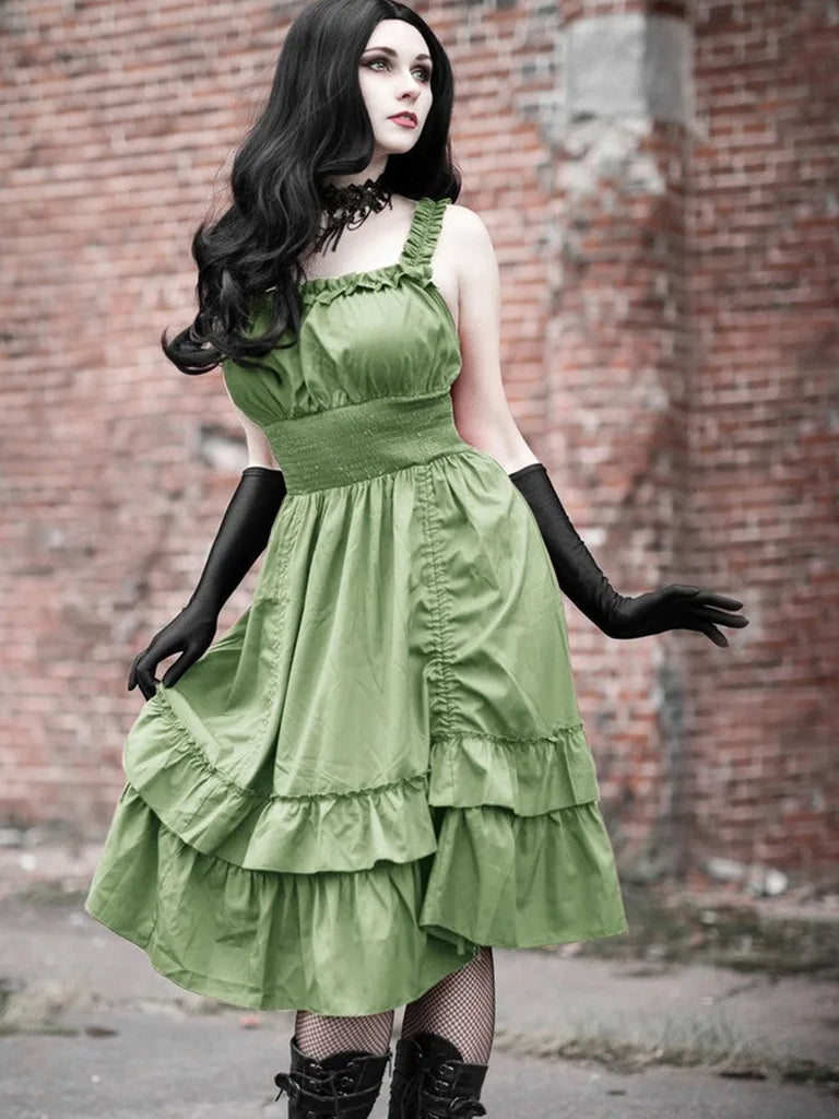 Women Pleated Gothic Steampunk High Low Wedding Dress SCARLET DARKNESS