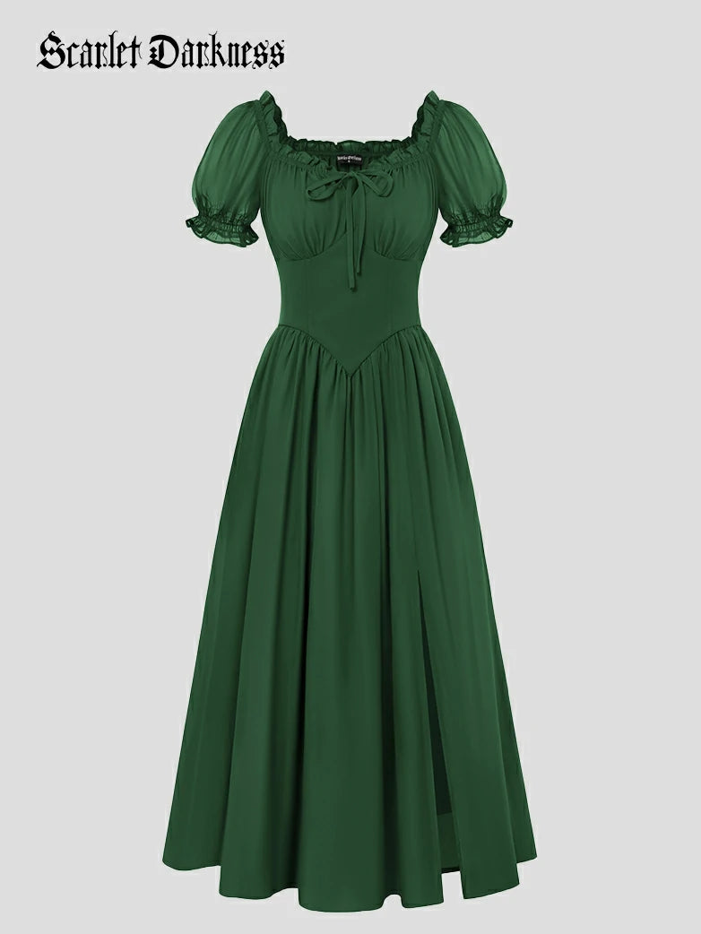 Renaissance Off Shoulder Milkmaid Pockets Dress