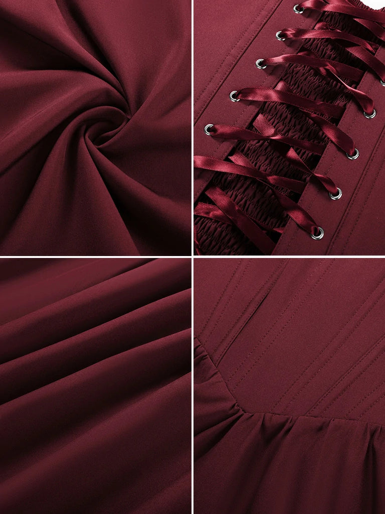 Scarlet Darkness Victorian Cocktail Party Corset Dress with Pockets