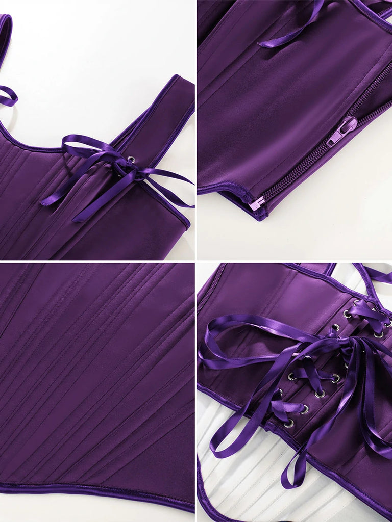 Scarlet Darkness Renaissance Satin Corset Bustier Lace-up Top