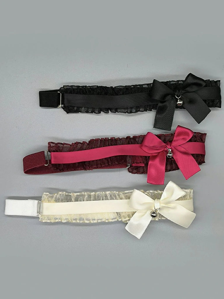 Scarlet Darkness Women's Leg Rings with Bow and Bell for Christmas