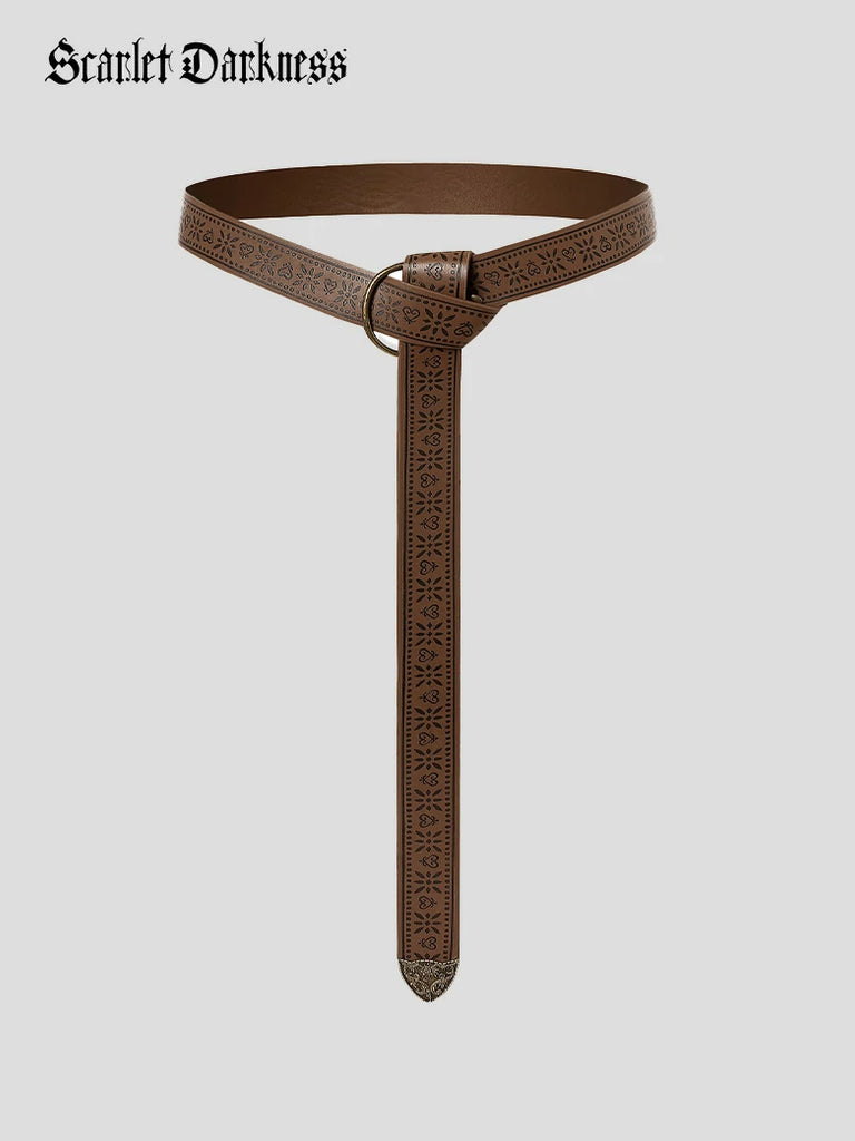 Scarlet Darkness Ren Faire Leather Belt 159*3.5cm O Ring Belt Set5