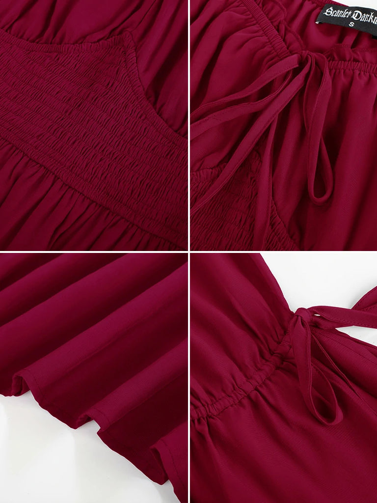 Scarlet Darkness Renaissance Faire Long Slit Sleeve Pockets Dress