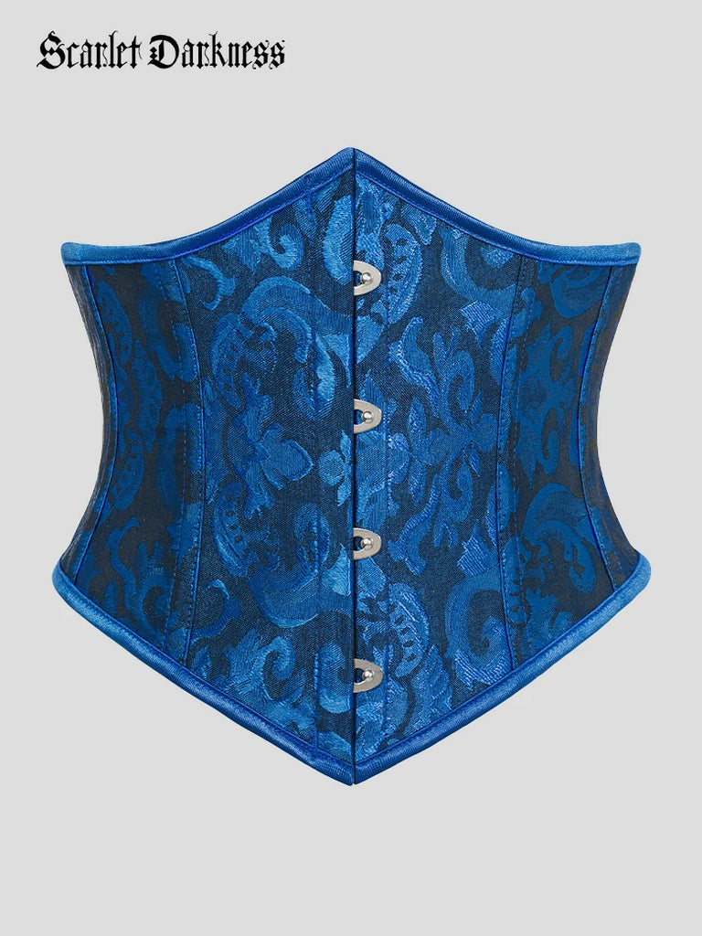 Scarlet Darkness Renaissance Waist Corset Cincher with Metal Hook Dark blue