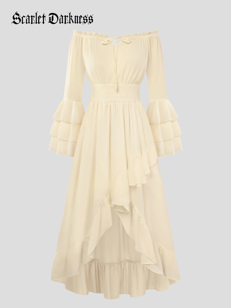beige renaissance dress Vintage Cape Sleeve Dusty Rose Dramatic Sleeve Formal Dress