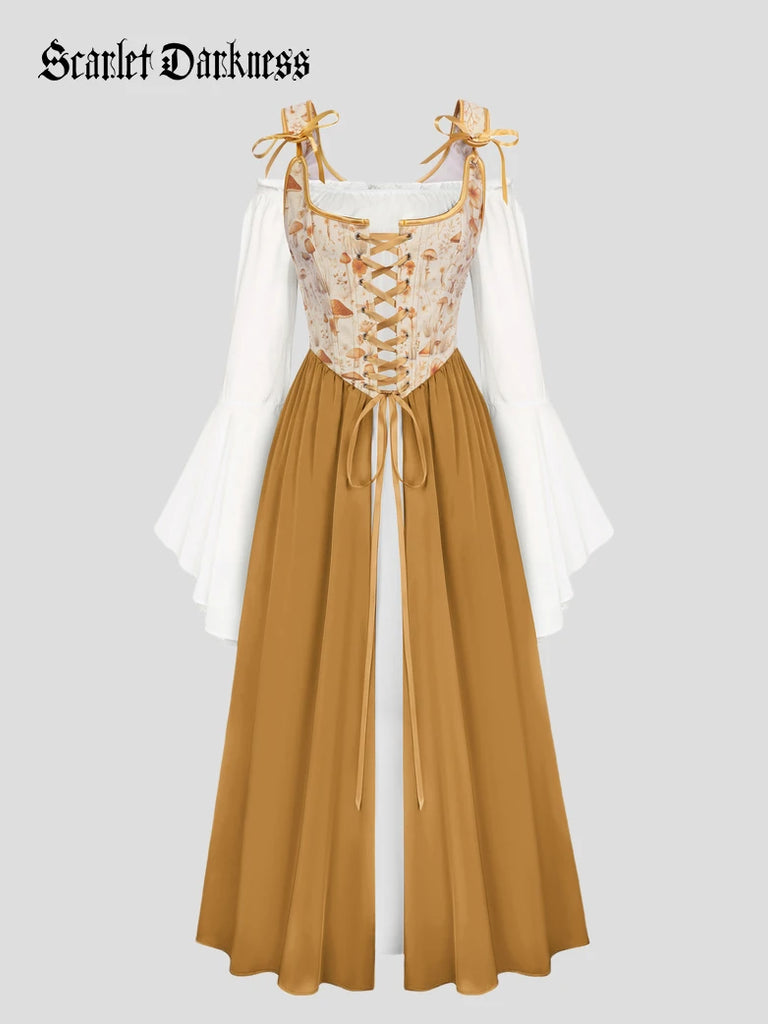 whimsical fairy dresses Fantasy Jacquard Costume Dress Chocolate Crochet Stripe Long Sheer angel sleeves * 7.5.25 sale Size:Mens L (16-16.5 Neck) (34-35 Sleeve)