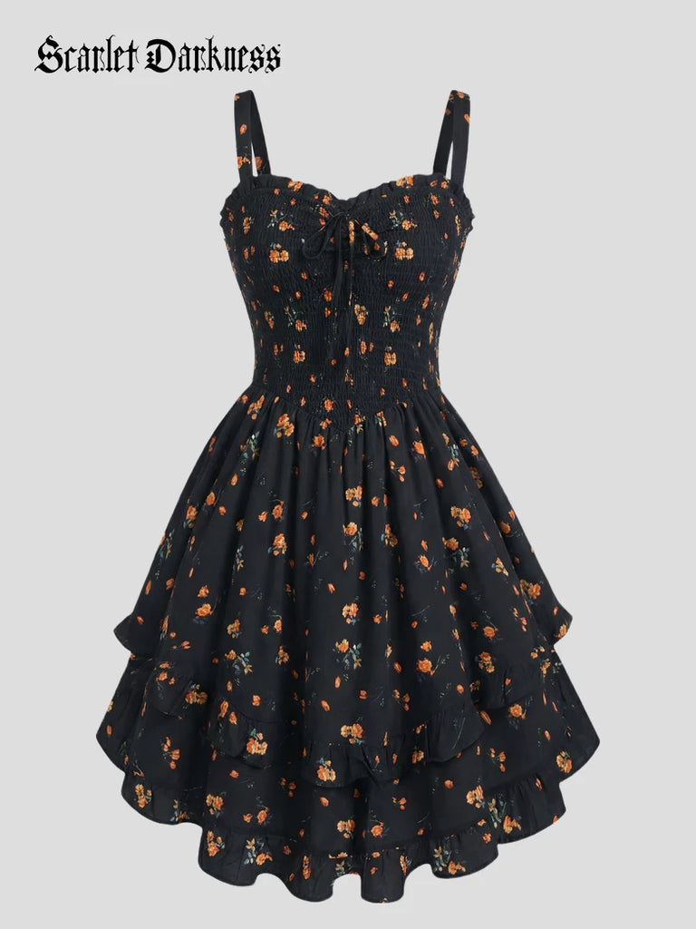 black milkmaid dress Midi Medium Corset Bodice A-Line Spring Spring Sundress pair with tights and ankle boots as the weather cools Boho Milkmaid Dress Levay