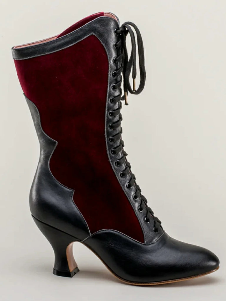 Scarlet Darkness Gothic Velvet Leather High-heeled Boots for Parties