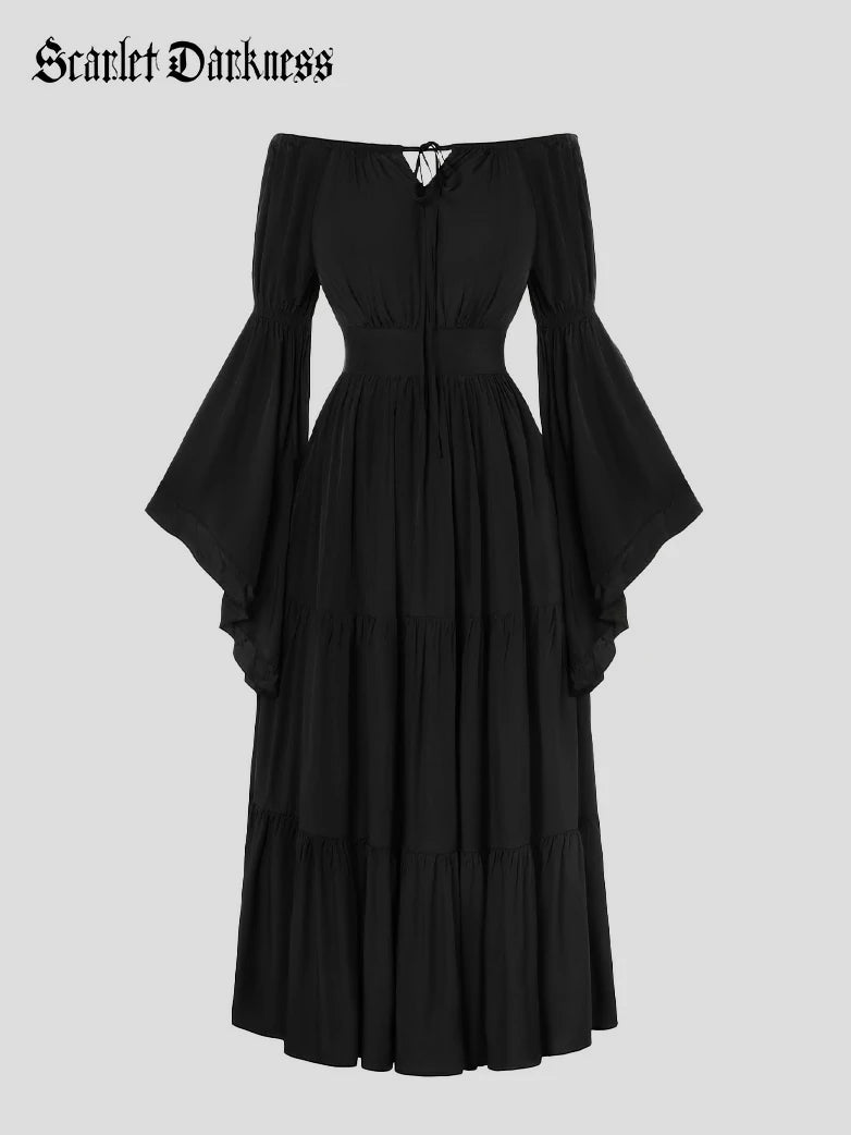 Scarlet Darkness Renaissance Costume U-Neck High-Lo Overdress