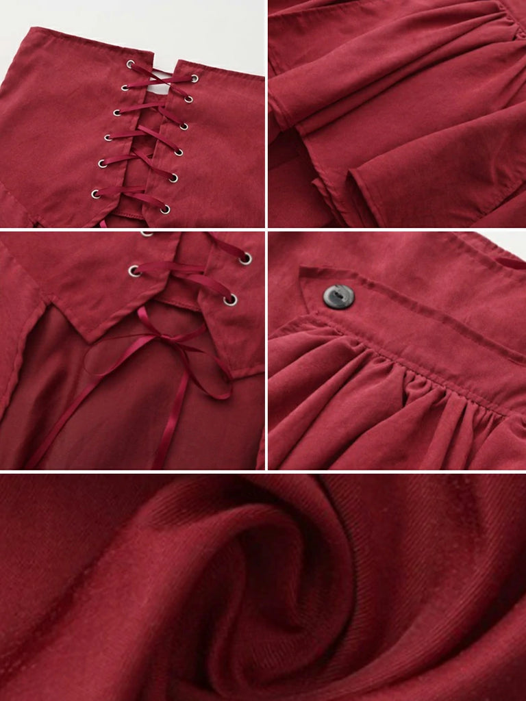 Scarlet Darkness Medieval High-Waisted Skirt with Irregular Hem and Tie