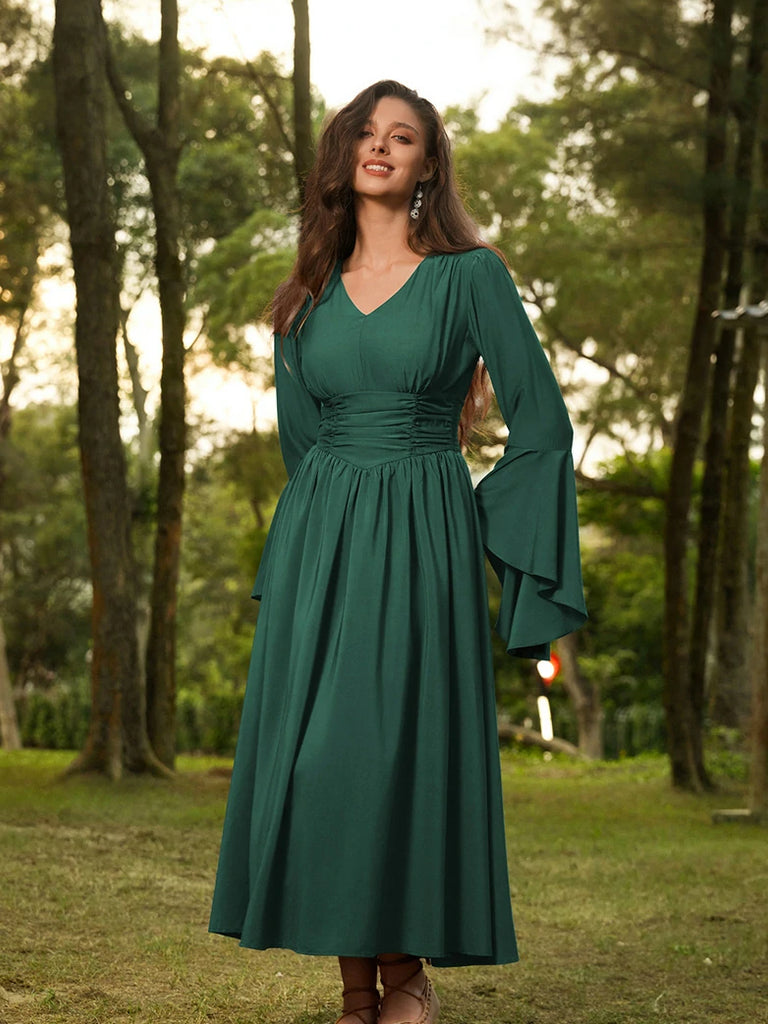 Scarlet Darkness Renaissance Fairy Elastic Waist Maxi Dress with Pockets