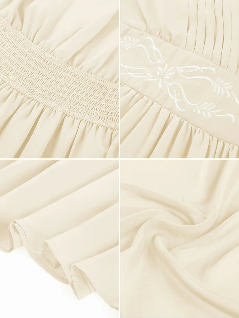 Scarlet Darkness Renaissance Purple Embroidered Chiffon Pockets Dress