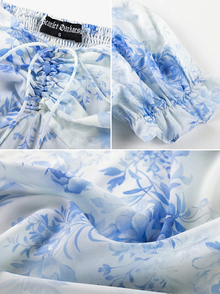 Scarlet Darkness Victoria Off Shoulder Double-Layer Hem Dress with Pockets