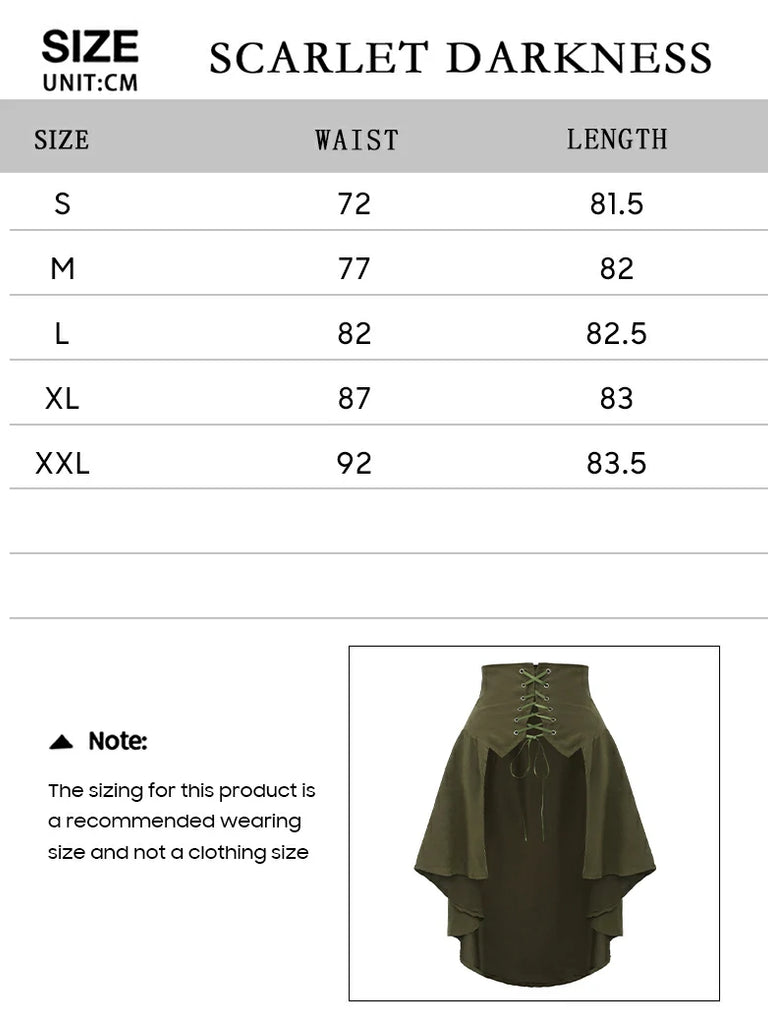 Scarlet Darkness Medieval High-Waisted Skirt with Irregular Hem and Tie
