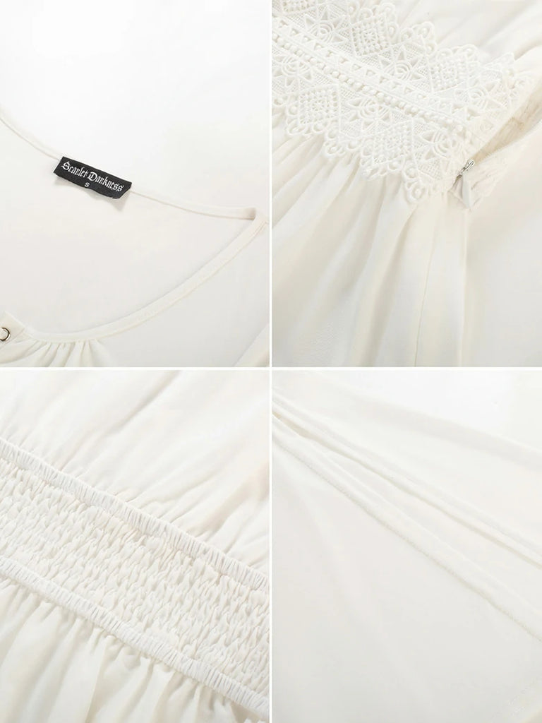 Scarlet Darkness Renaissance Curved Hem Bell Sleeve Slit Tops