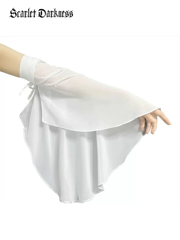 Scarlet Darkness Fantasy Fairy Cosplay Chiffon Sleeve with Lace-up