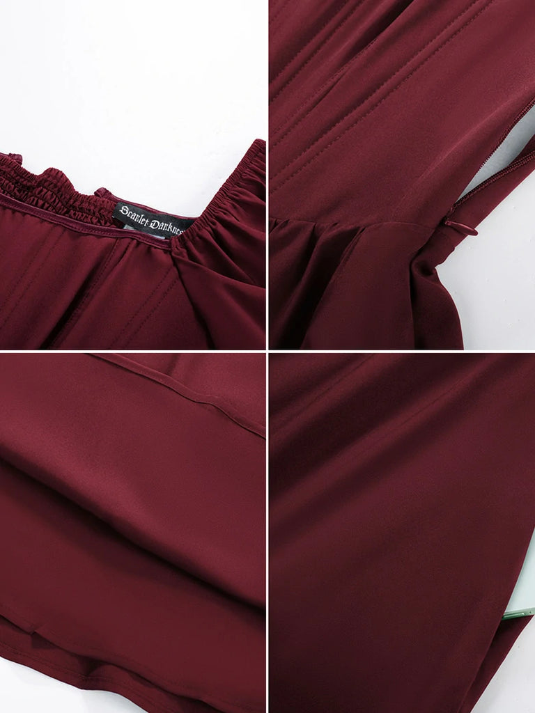 Scarlet Darkness Victorian Cocktail Party Corset Dress with Pockets