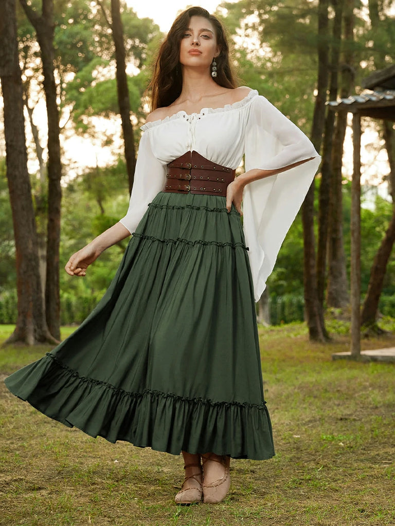 Scarlet Darkness Renaissance Flowing Off-Shoulder Witch Tops
