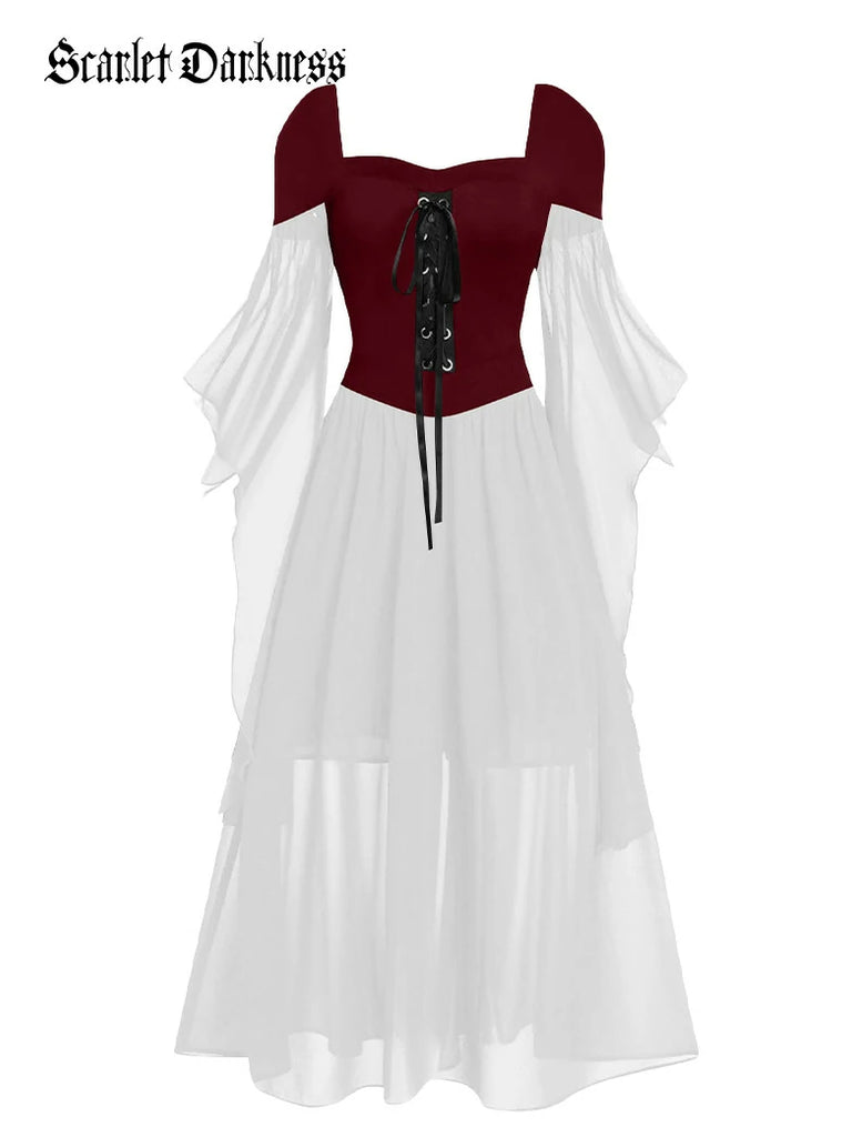 Scarlet Darkness 2025 Halloween Witch Fairy Tie-Strap Long Dress Set1