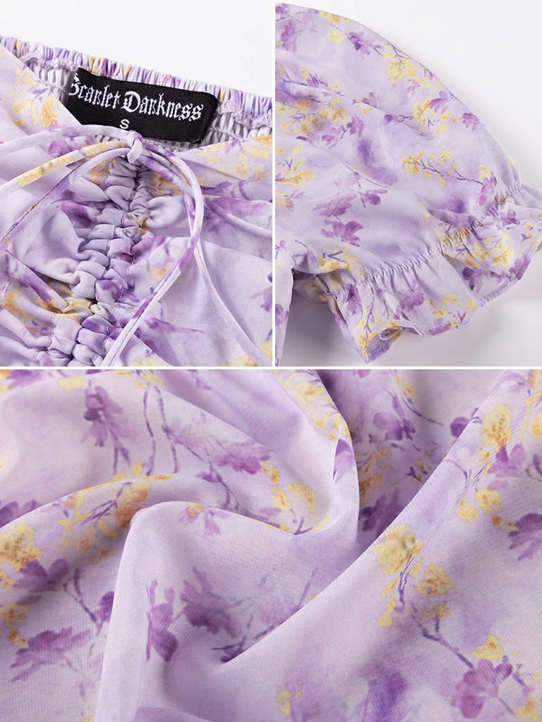 Scarlet Darkness Victoria Off Shoulder Double-Layer Hem Dress with Pockets