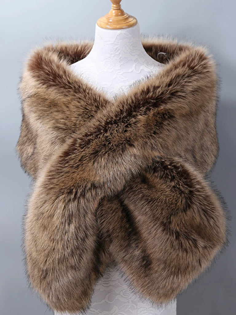 Scarlet Darkness Winter Soft Faux Fur Thick Shawl/Coats for Women 1 165CM*30CM