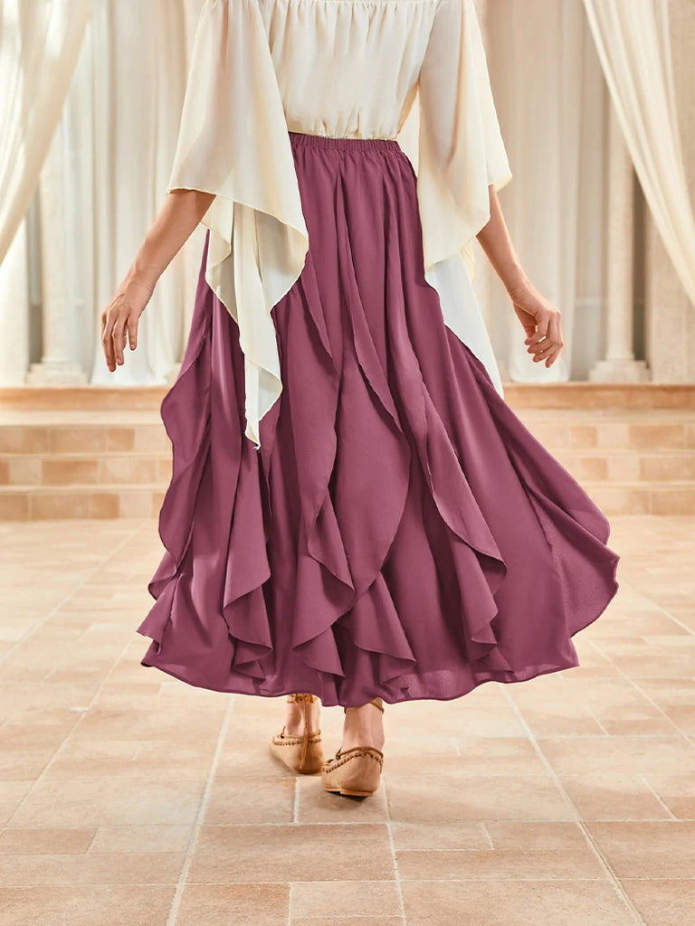 Scarlet Darkness Renaissance Ruffle Swing Skirt with Pockets