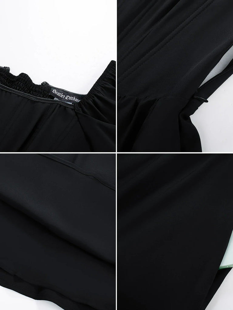 Scarlet Darkness Victorian Cocktail Party Corset Dress with Pockets