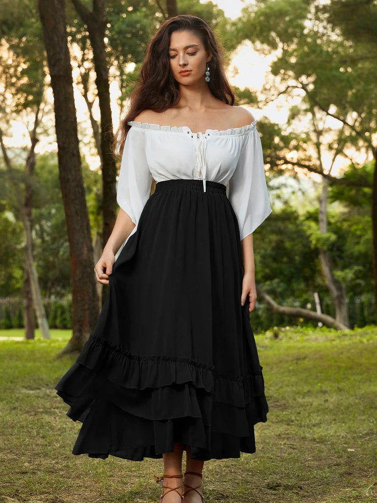 Scarlet Darkness Women Renaissance Tiered Swing Pocket Skirts