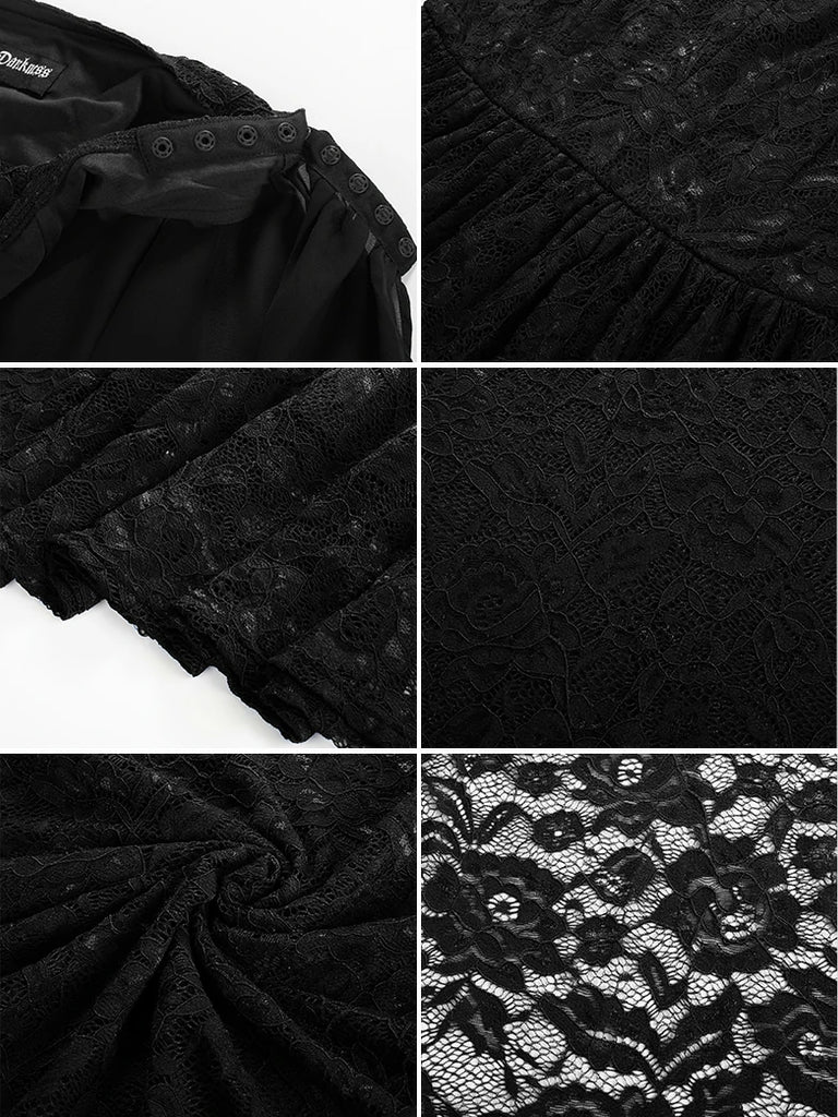 Scarlet Darkness VIctoria Gothic Chiffon Lace Slit Sleeve Party Dress