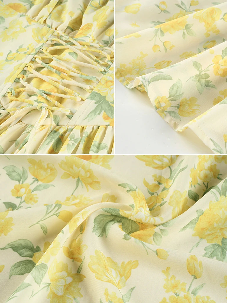 Scarlet Darkness 2026 Summer Floral Chiffon Flared Sundress for Women