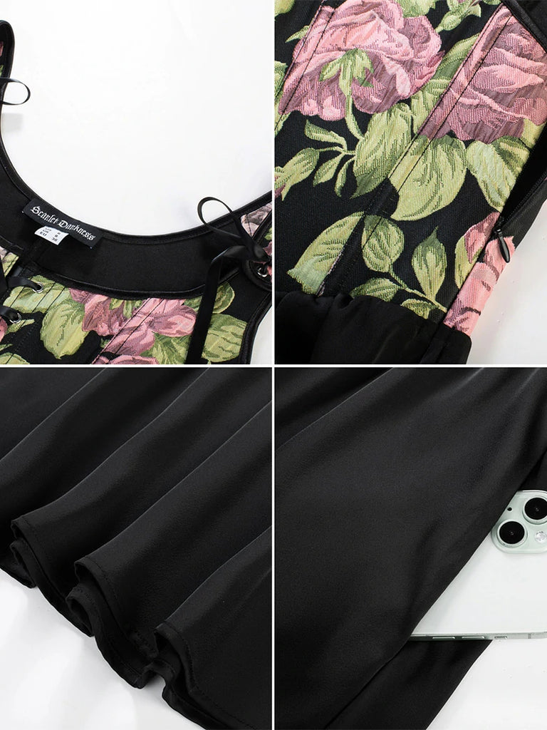 Scarlet Darkness Whimsical Fantasy Jacquard Fairy 2pcs Set Dress