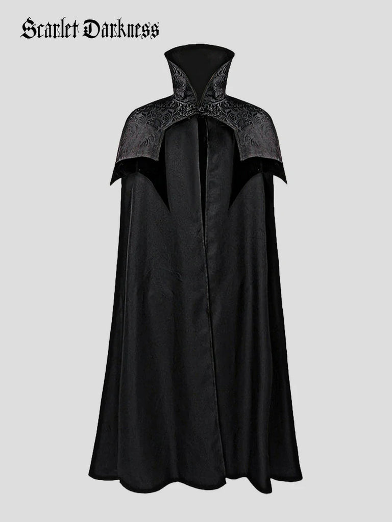 Scarlet Darkness Medieval Knights Stand Collar Cloak For Renfaire Black 140cm