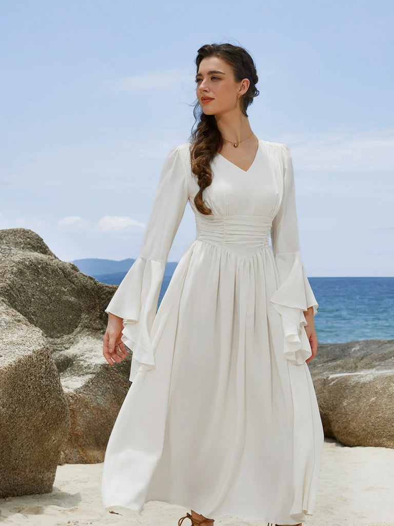 Scarlet Darkness Renaissance Fairy Elastic Waist Maxi Dress with Pockets