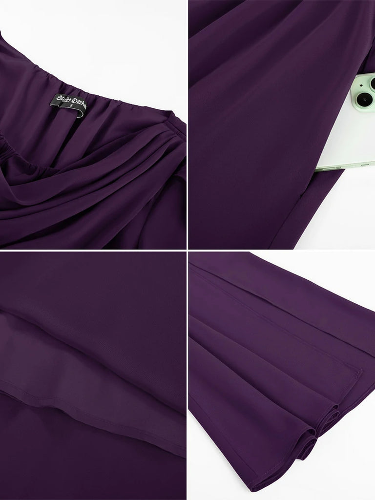 Scarlet Darkness Renaissance Fairy Slit Sleeve Draped Neck Pockets Dress