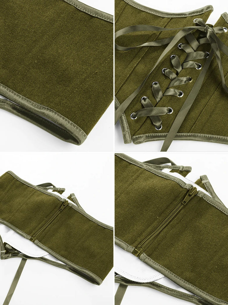 Scarlet Darkness Renaissance Corset Belt with 14 Boned Waist Cincher