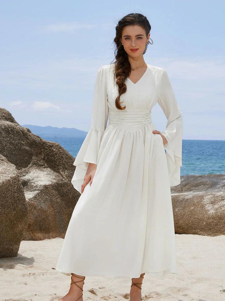 Scarlet Darkness Renaissance Fairy Elastic Waist Maxi Dress with Pockets