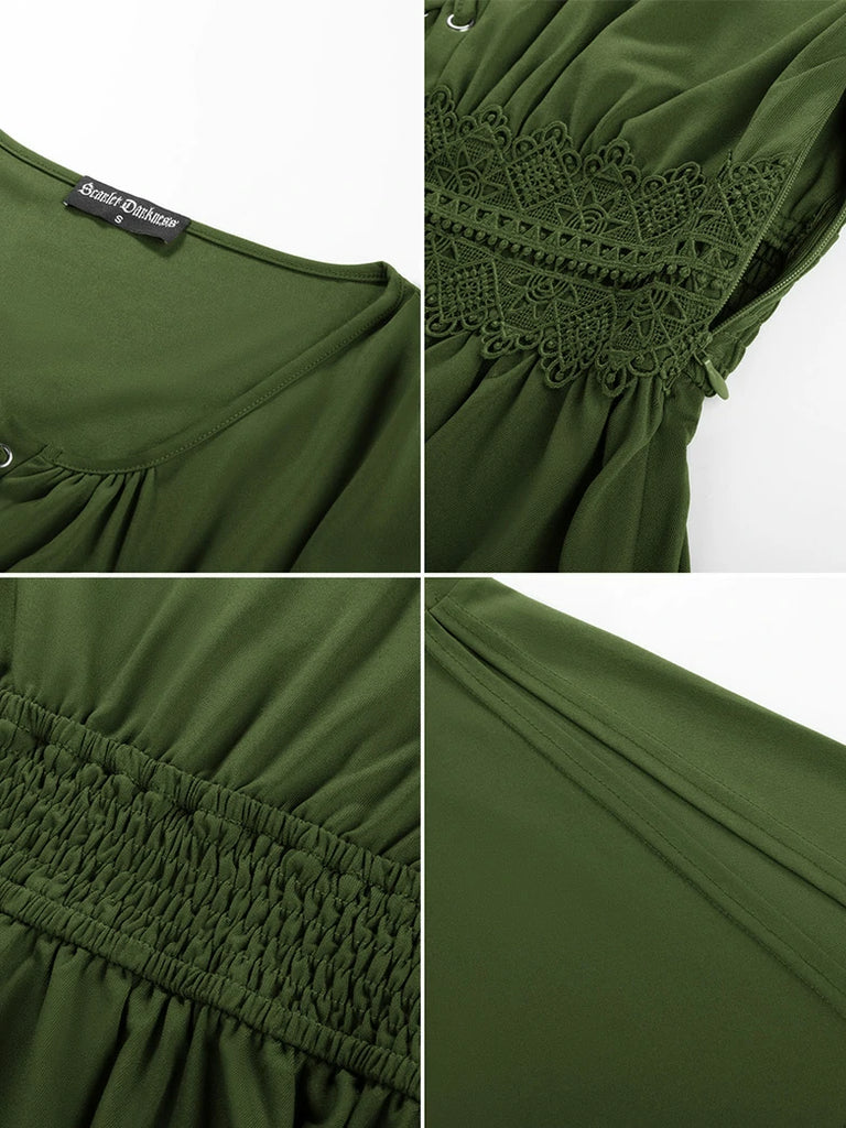 Scarlet Darkness Renaissance Curved Hem Bell Sleeve Slit Tops