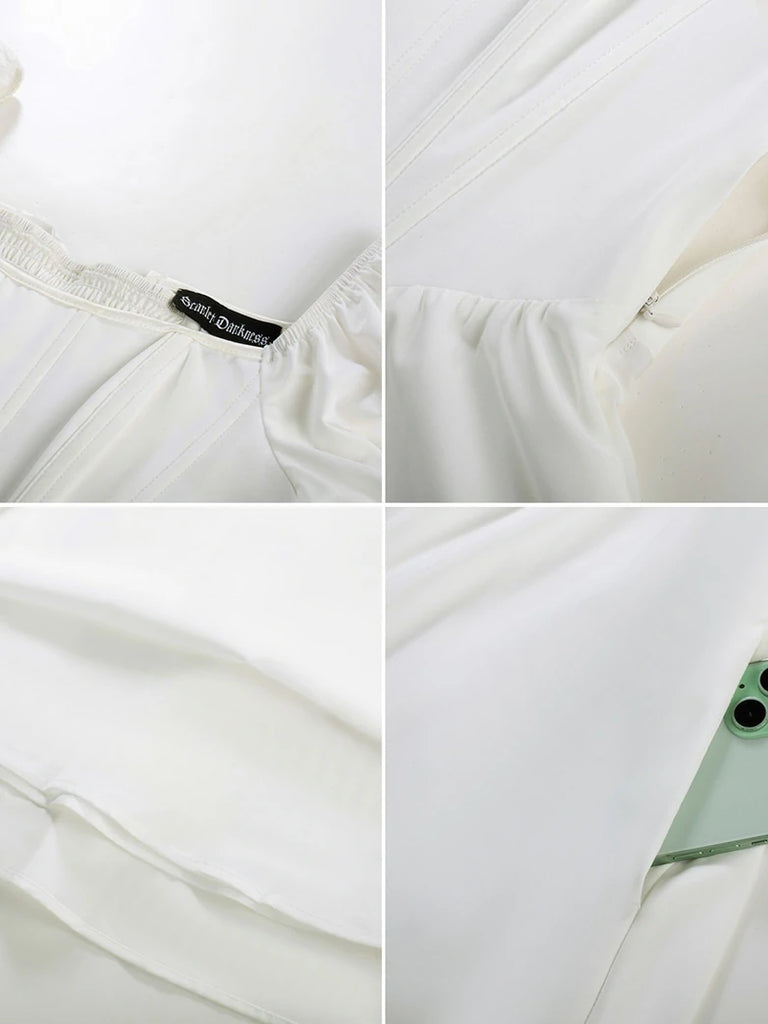 Scarlet Darkness Victorian Cocktail Party Corset Dress with Pockets