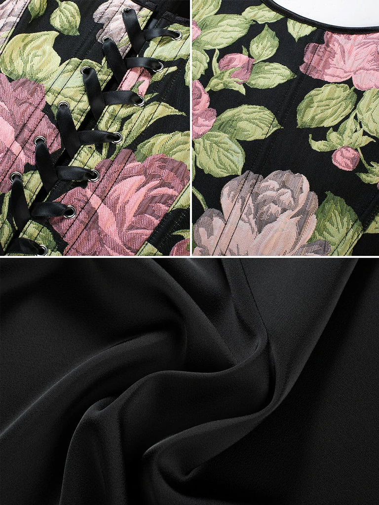 Scarlet Darkness Whimsical Fantasy Jacquard Fairy 2pcs Set Dress