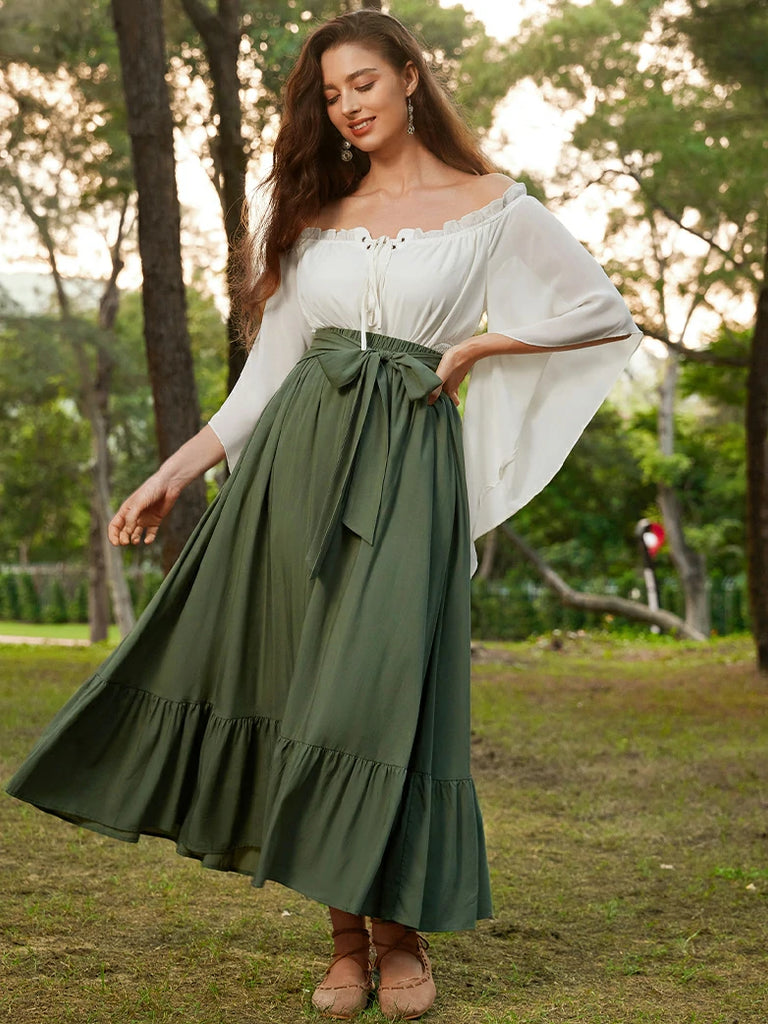 Scarlet Darkness Renaissance Flowing Off-Shoulder Witch Tops