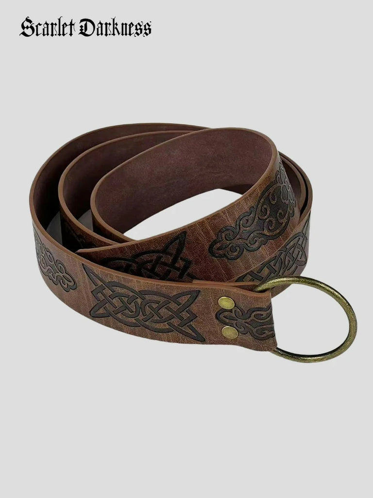 Scarlet Darkness Medieval Viking Faux Leather Waist Bag Belt Set