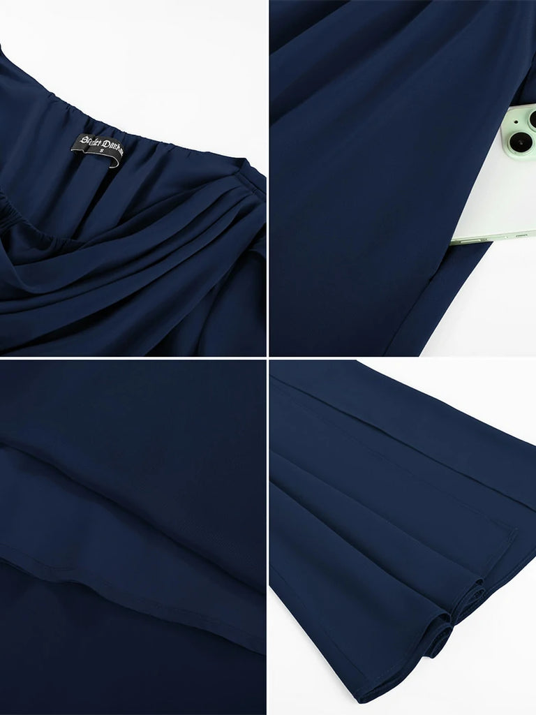 Scarlet Darkness Renaissance Fairy Slit Sleeve Draped Neck Pockets Dress